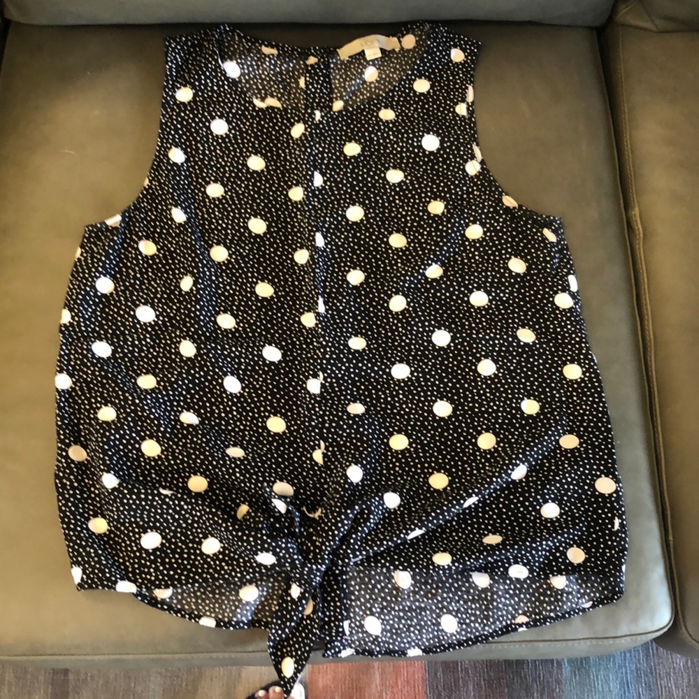 Loft Navy/White polka dot top